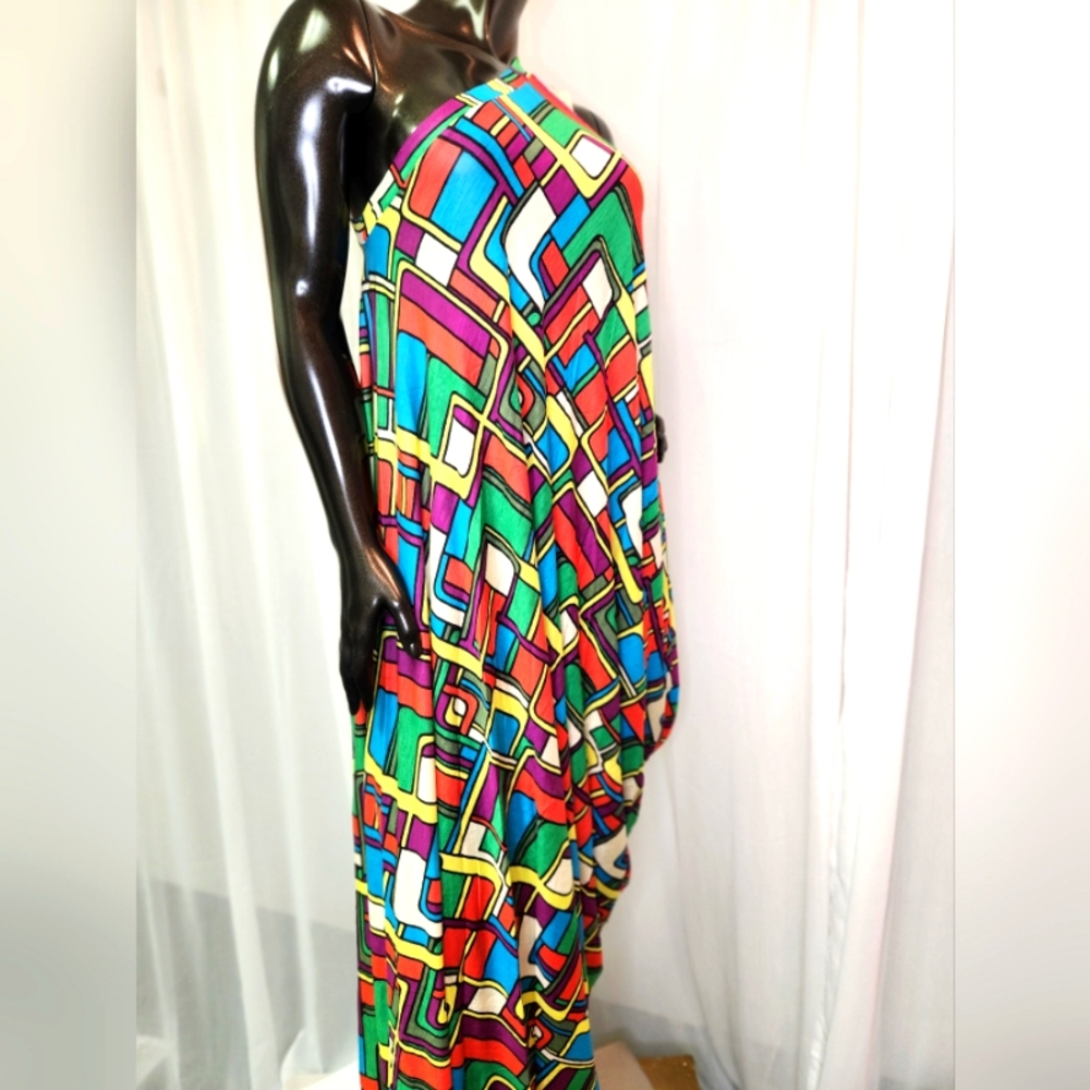 Custom Cut & Sewn - Colorful Geometric Dress with Sash - Picture 4 of 16